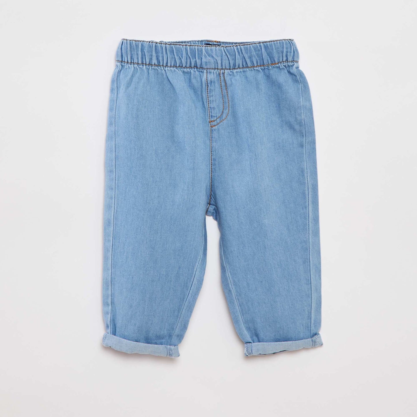 Ensemble t-shirt rayé + pantalon en denim - 2 pièces BLANC