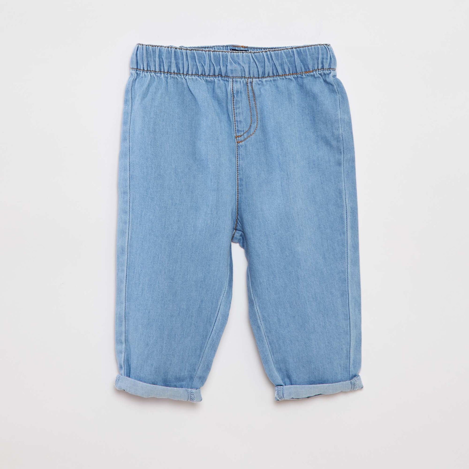 Ensemble t-shirt rayé + pantalon en denim - 2 pièces BLANC