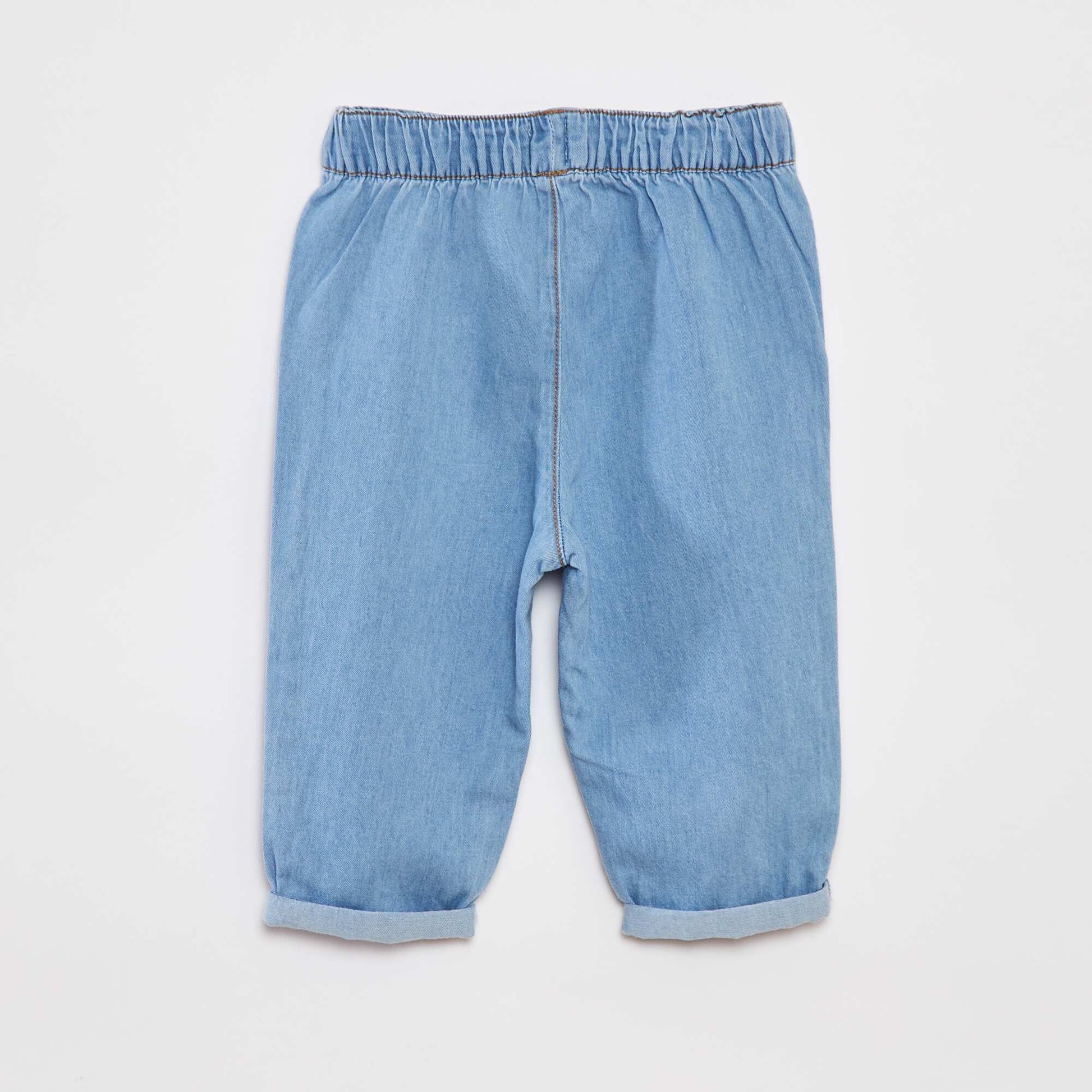 Ensemble t-shirt rayé + pantalon en denim - 2 pièces BLANC