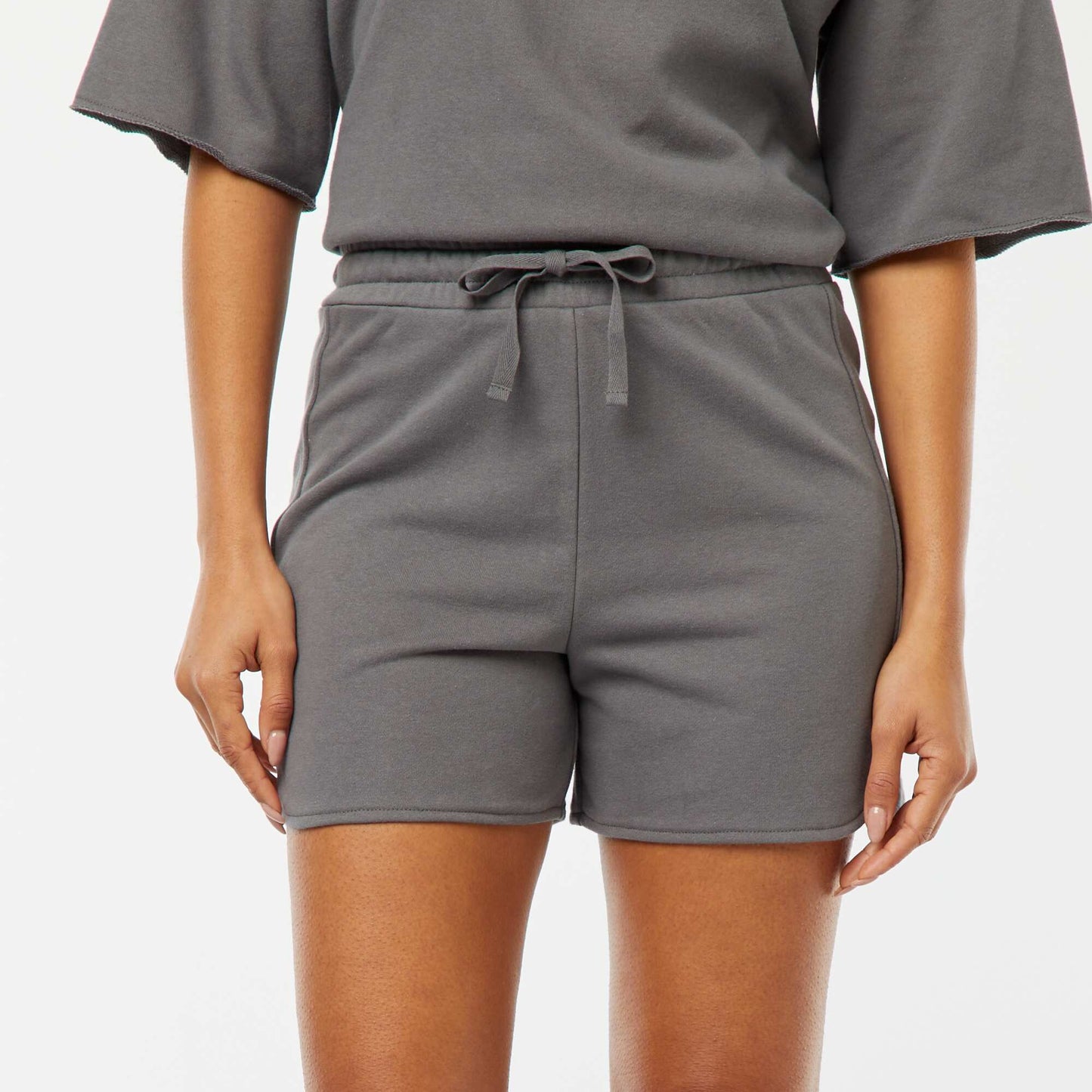 Short en molleton avec cordons GRIS