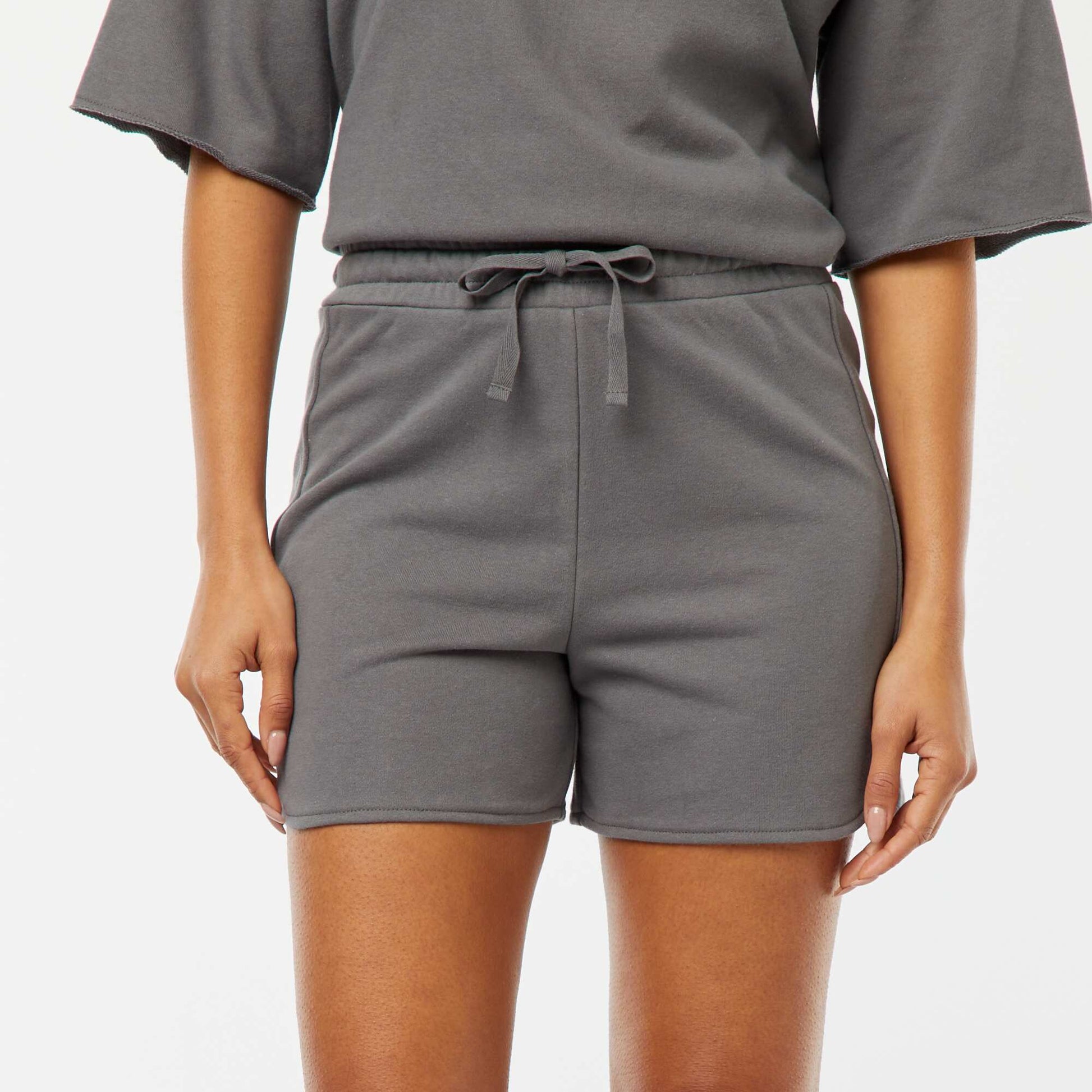 Short en molleton avec cordons GRIS