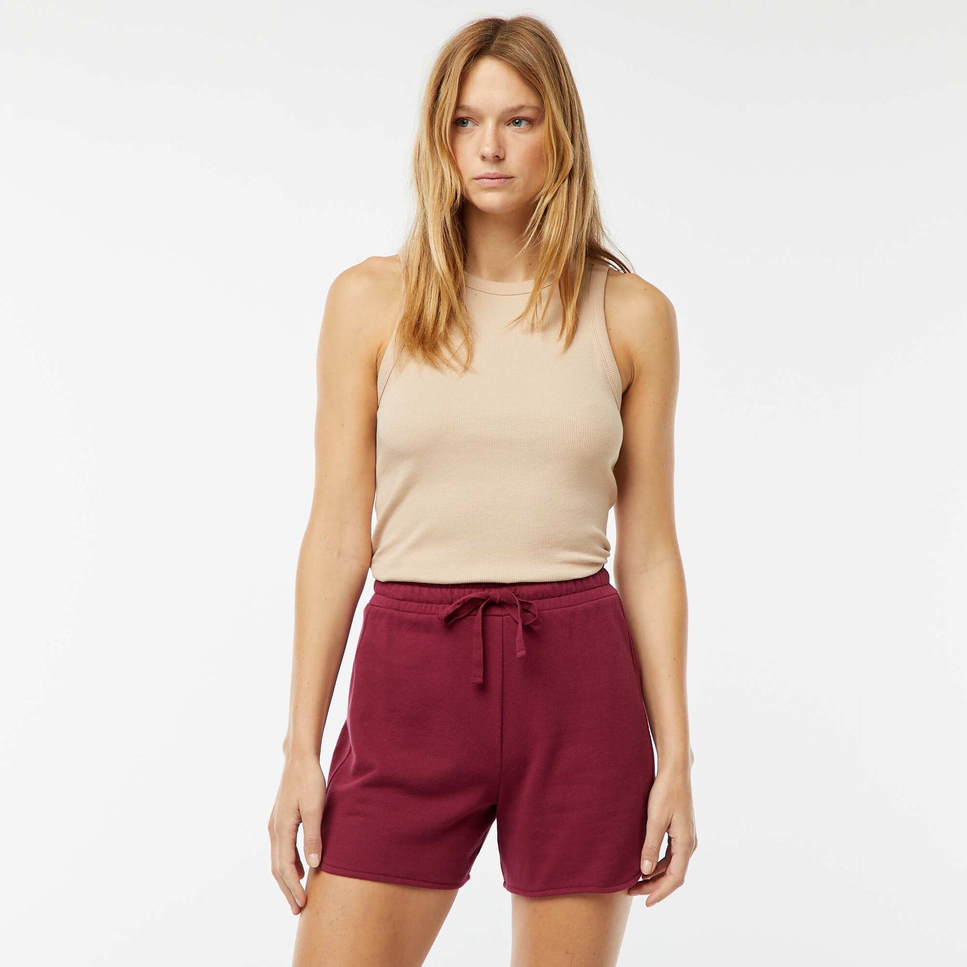 Short en molleton avec cordons ROUGE