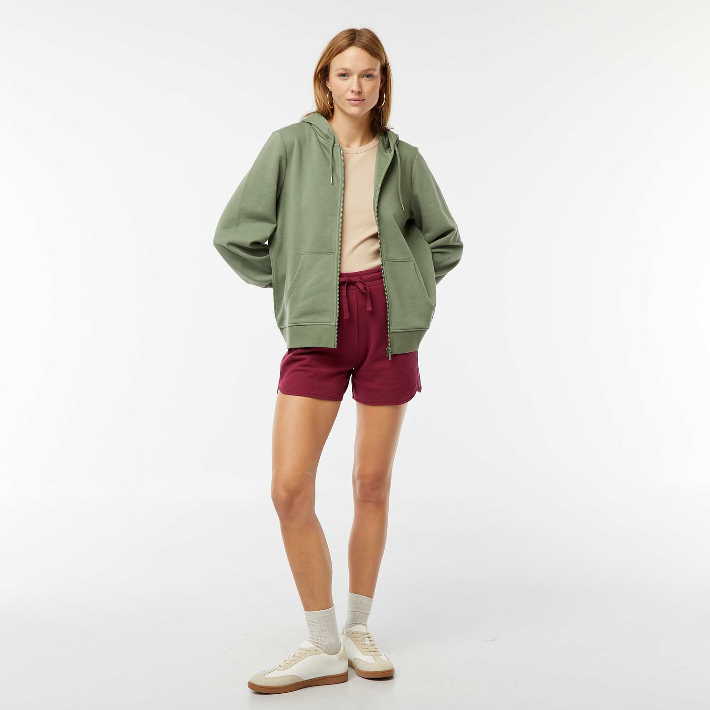 Short en molleton avec cordons ROUGE