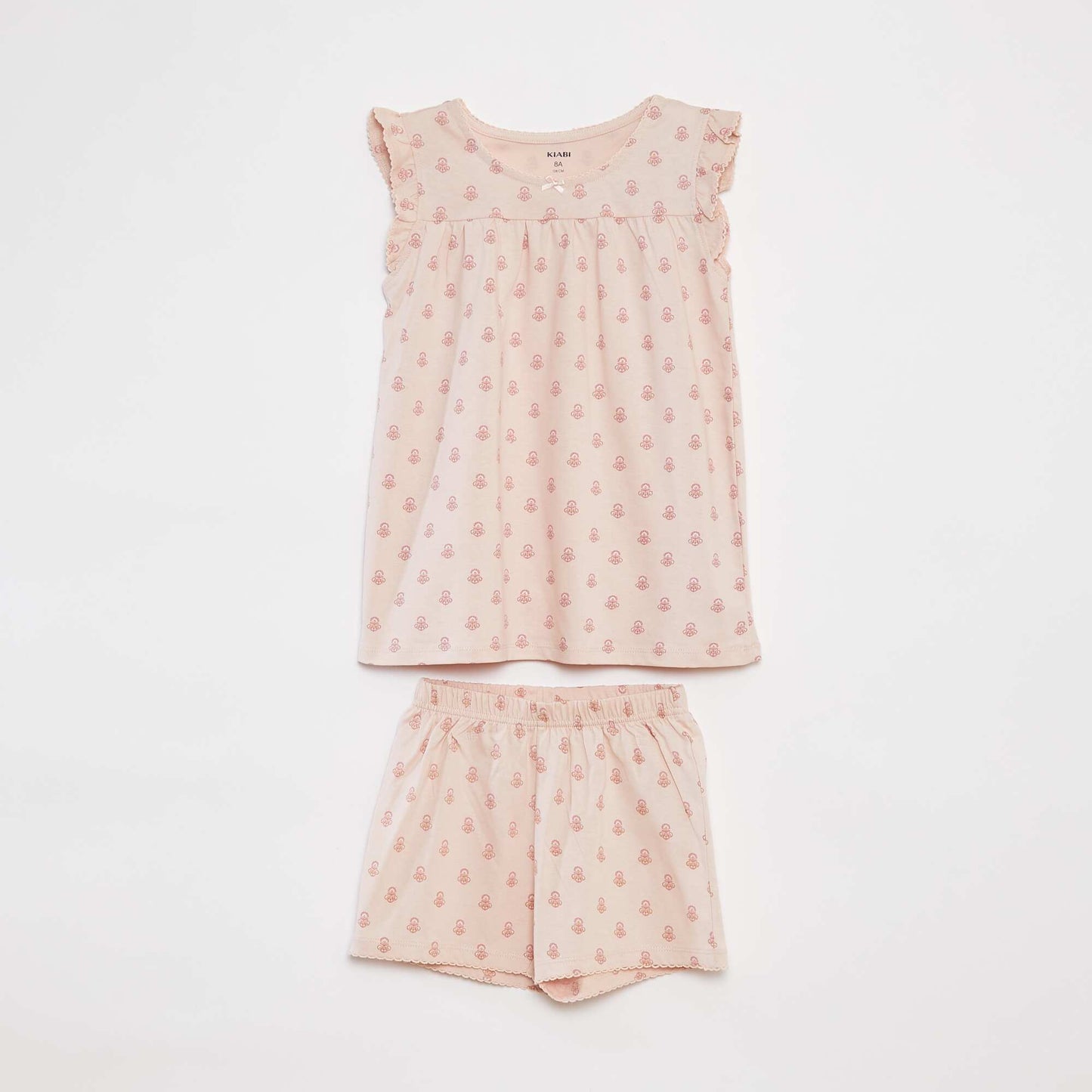 Pyjama court t-shirt volanté + short - 2 pièces ROSE