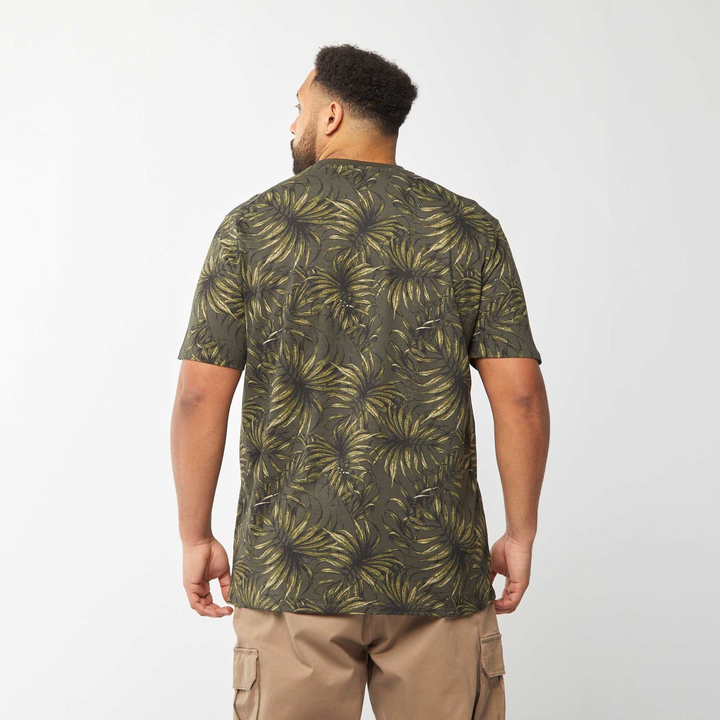 T-shirt en maille jersey imprimé avec manches courtes KAKI