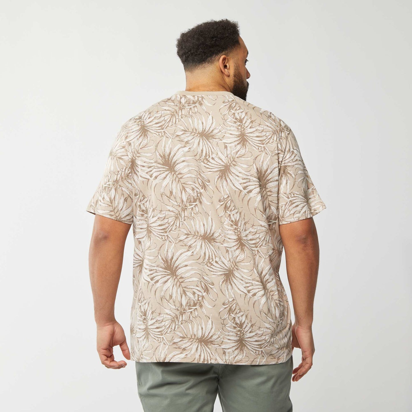 T-shirt en maille jersey imprimé avec manches courtes BEIGE