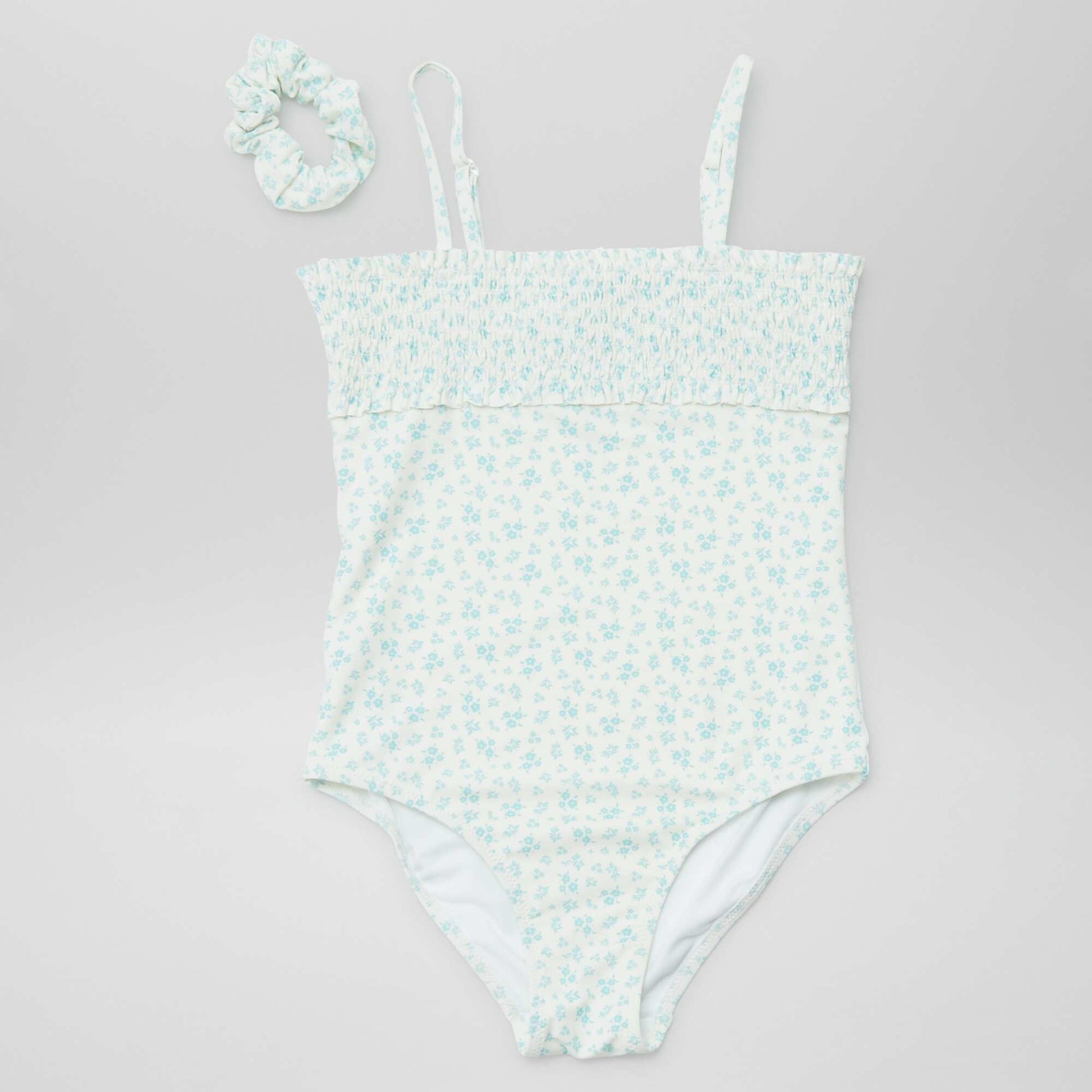 Maillot de bain 1 pièce à imprimé + chouchou - 2 pièces BLANC