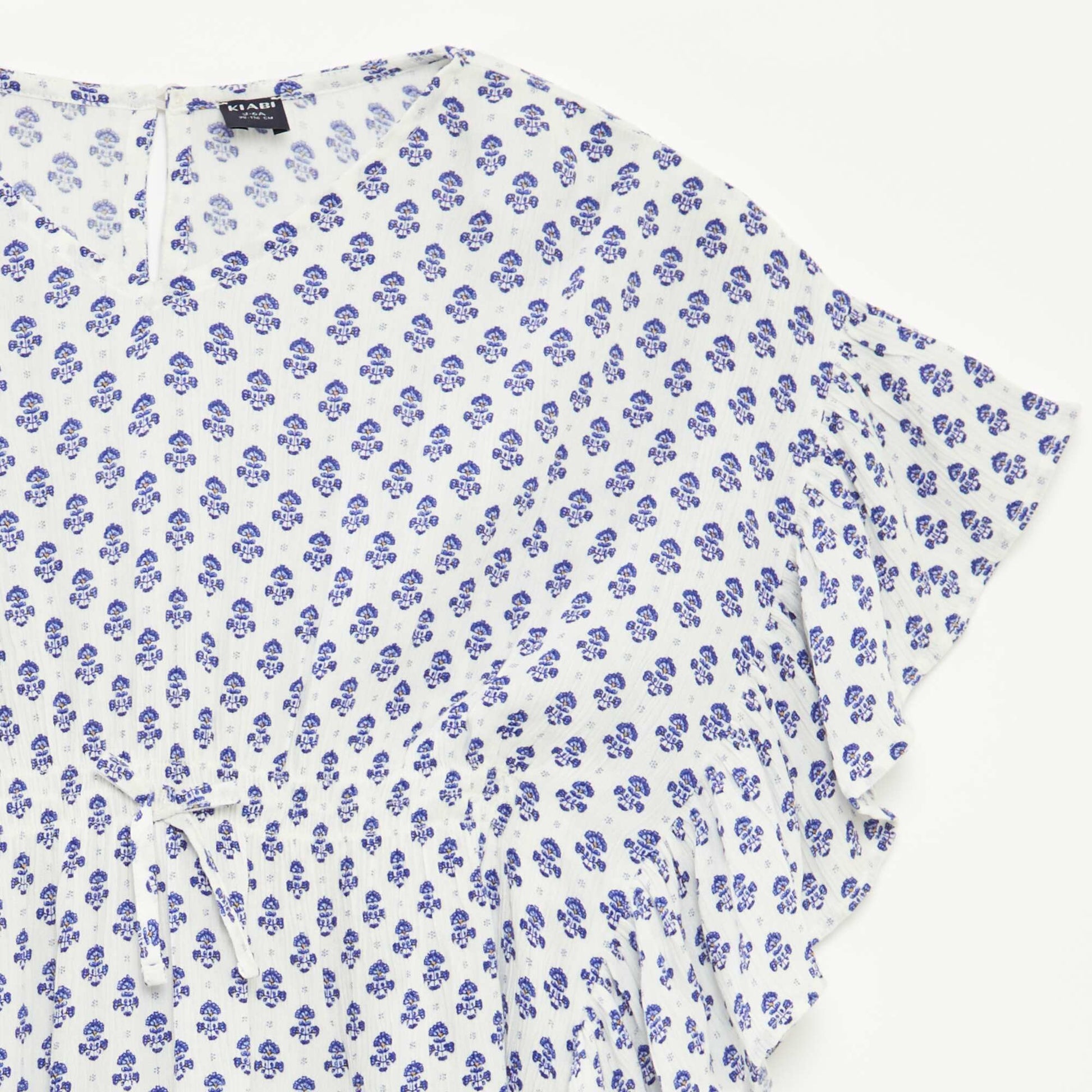 Robe à volants avec imprimé BLANC
