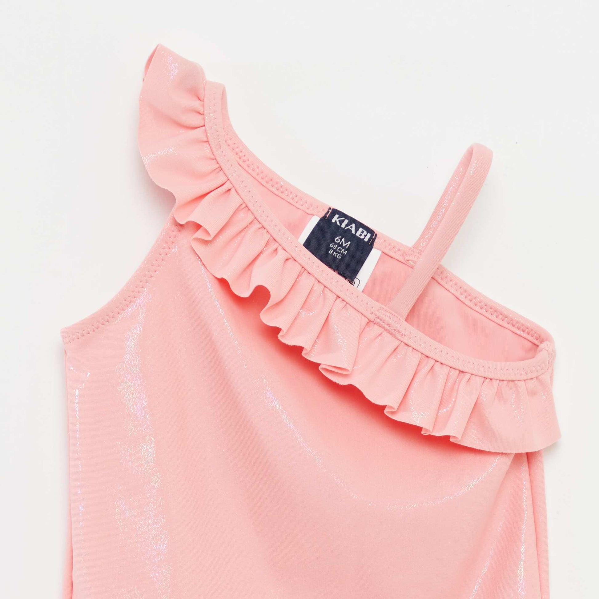 Maillot de bain avec col asymétrique volanté ROSE