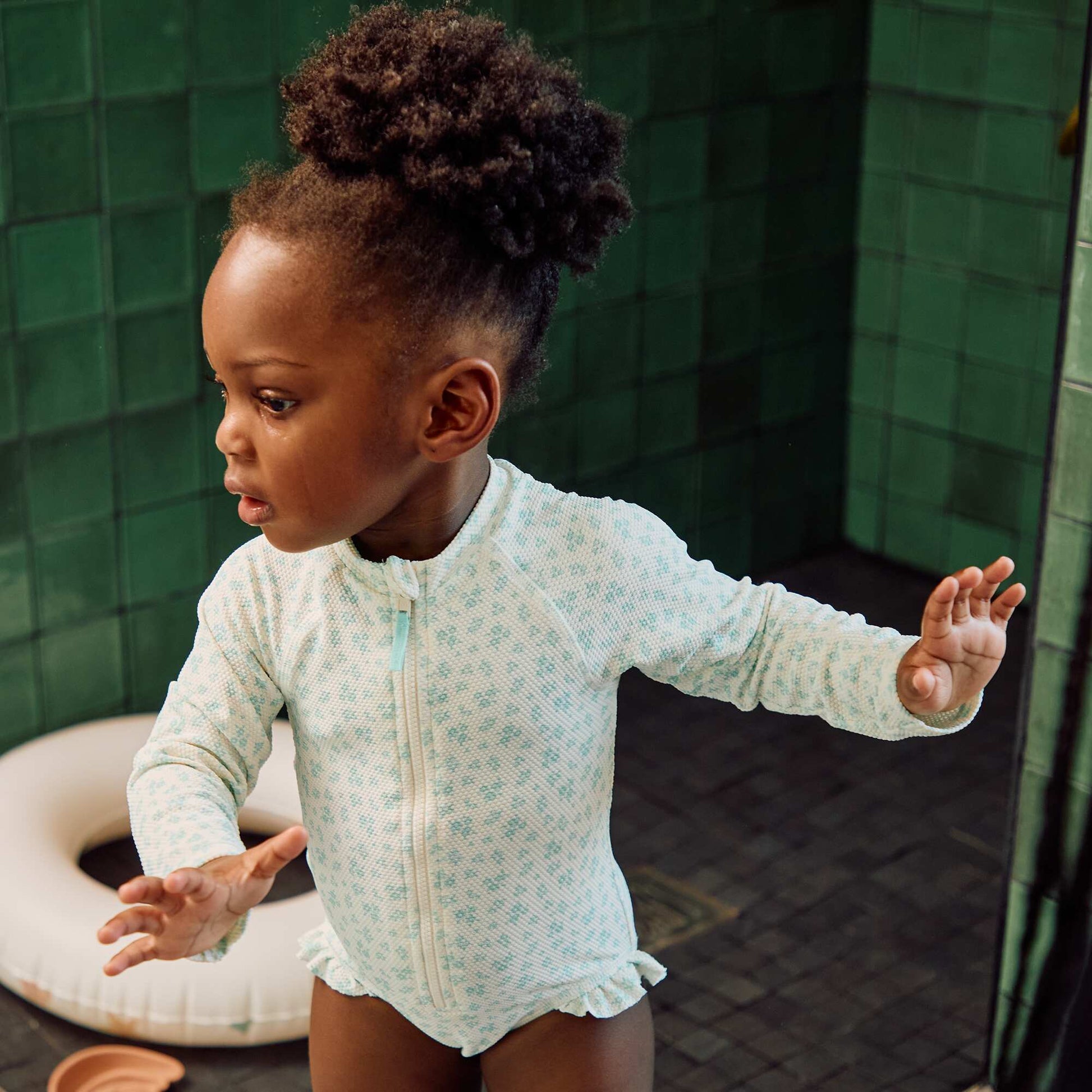 Maillot de bain body avec manches longues BLANC