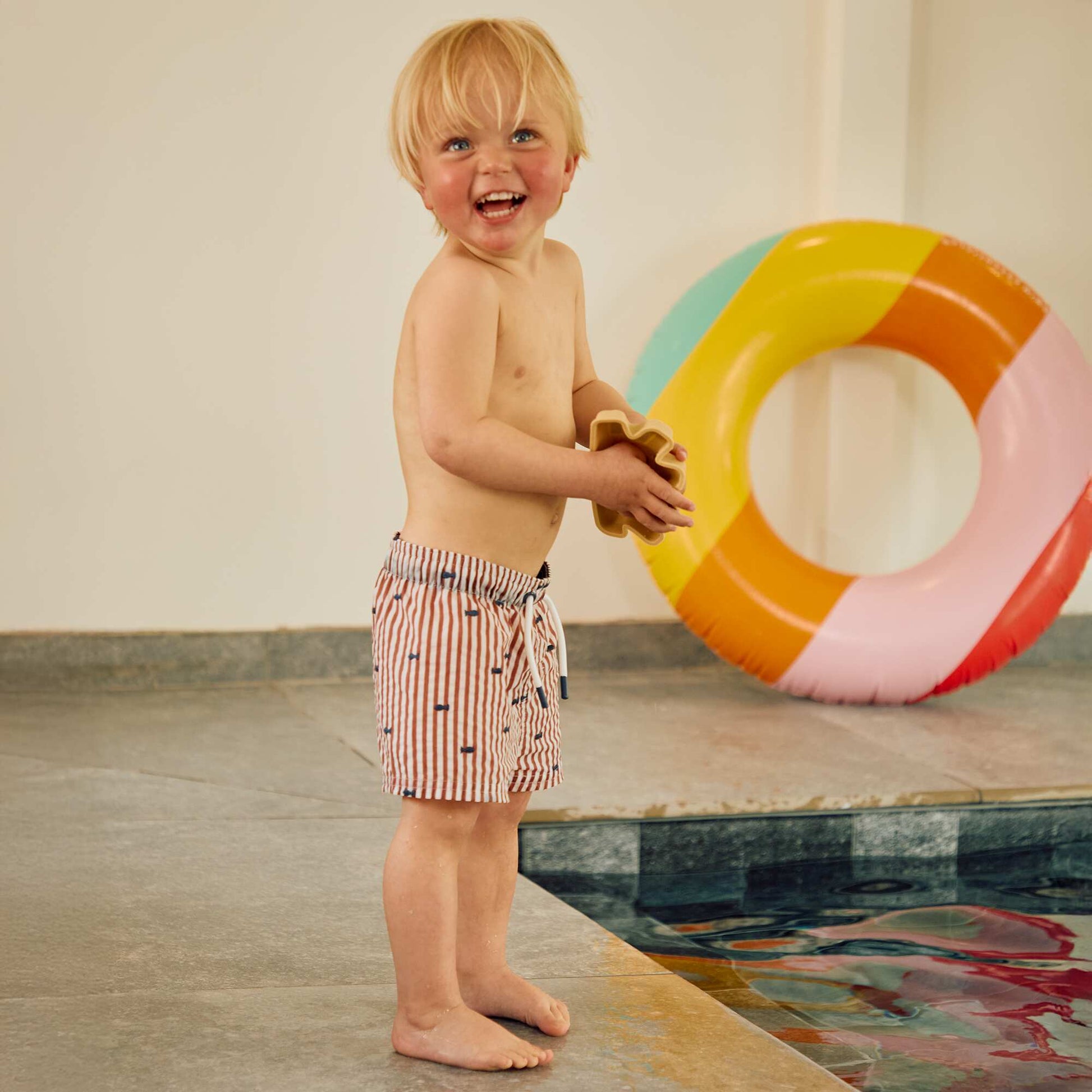 Short de bain à motif MARRON