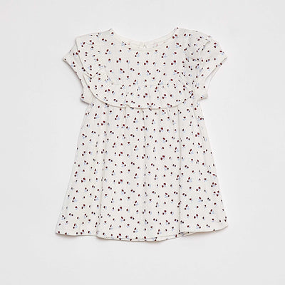 Robe volantée à manches courtes BLANC