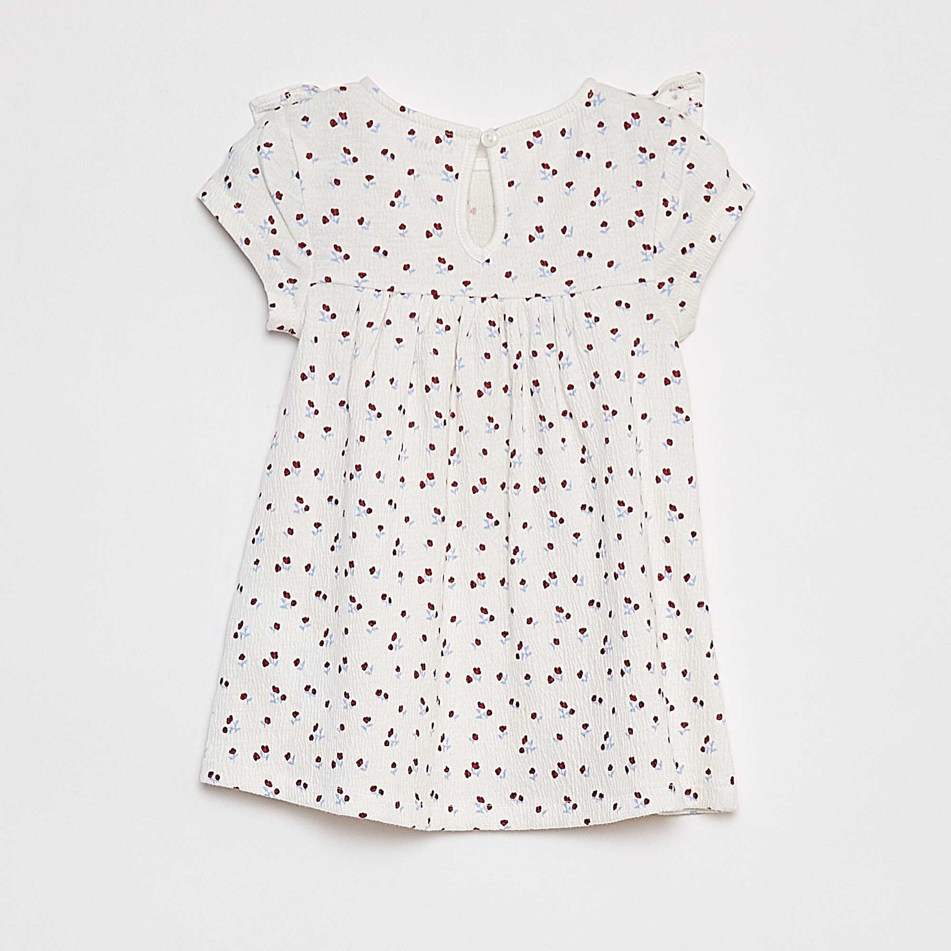 Robe volantée à manches courtes BLANC