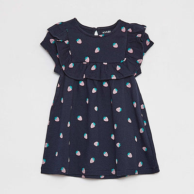 Robe volantée à manches courtes BLEU