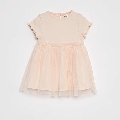 Robe à manches courtes avec bas en tulle ROSE