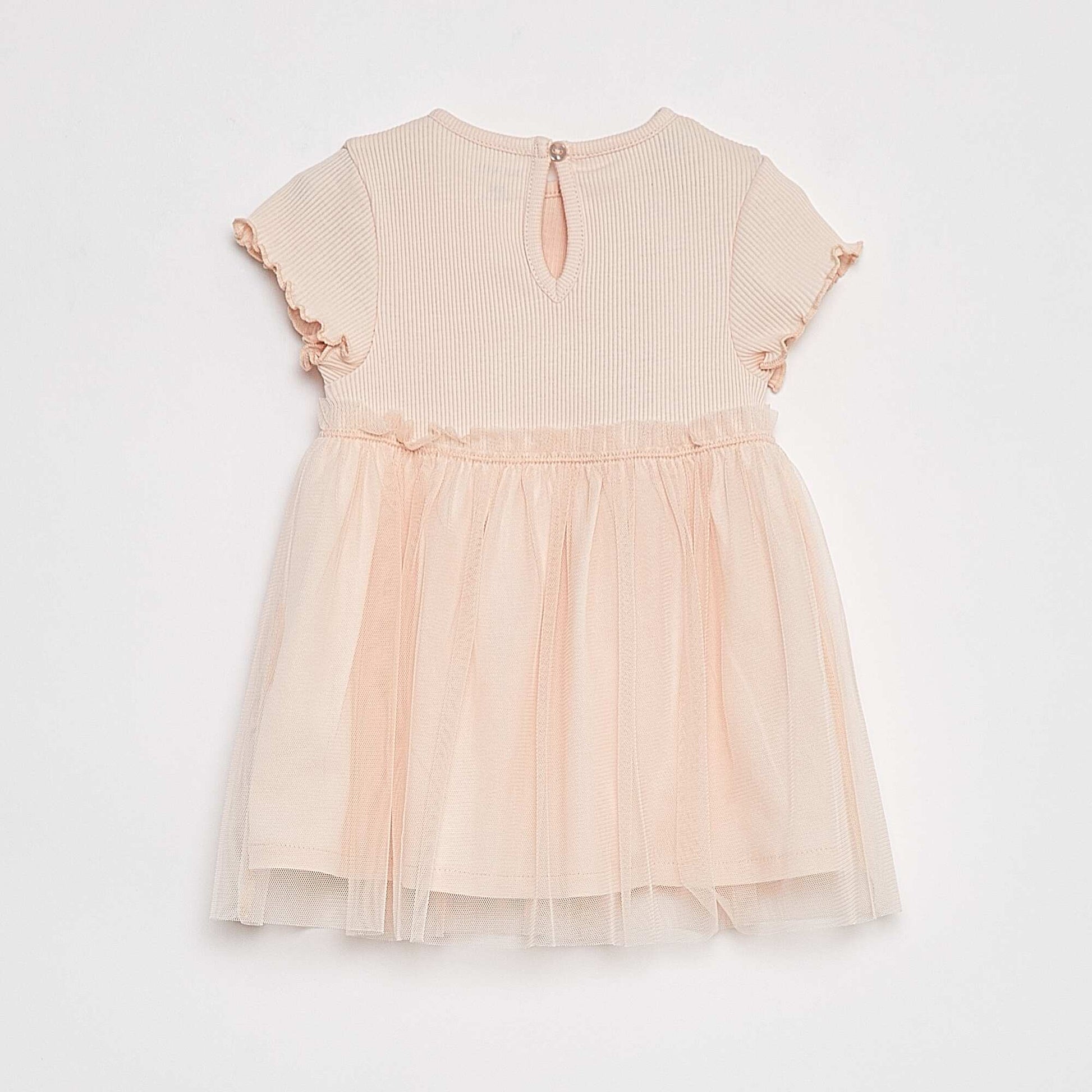 Robe à manches courtes avec bas en tulle ROSE