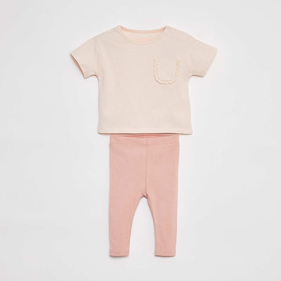 Ensemble t-shirt à manches courtes + legging - 2 pièces ROSE