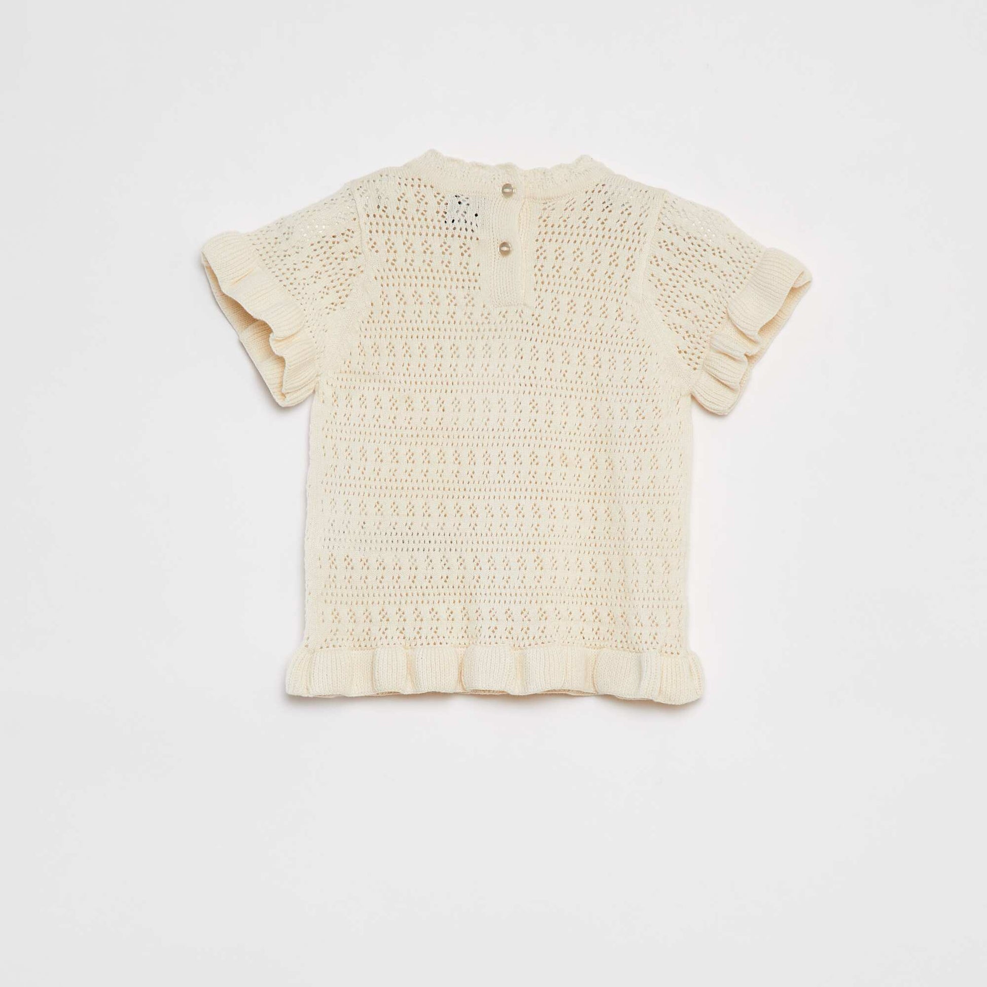Ensemble en tricot t-shirt + short + bandeau - 3 pièces BLANC