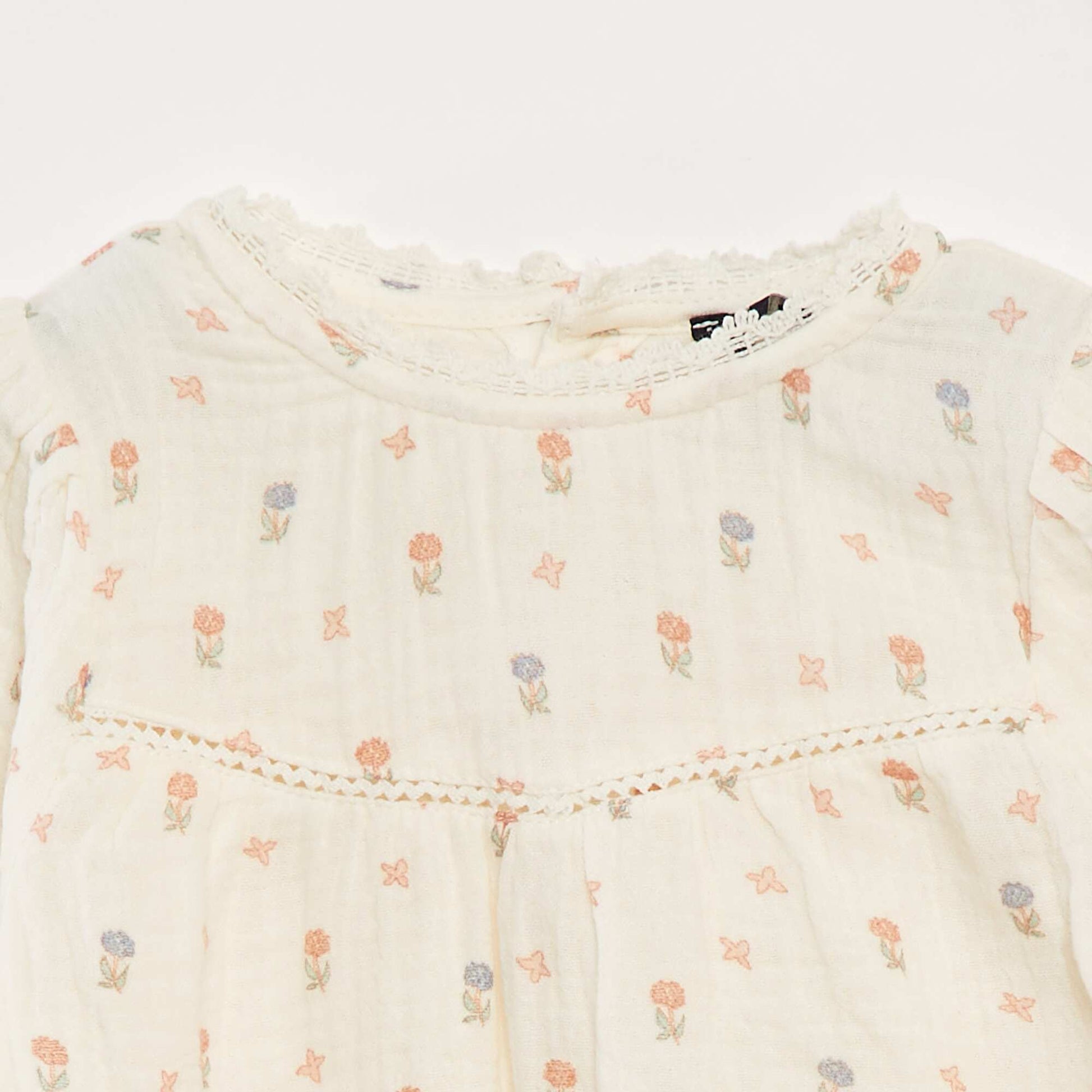 Ensemble barboteuse en gaze de coton + bandeau - 2 pièces BLANC