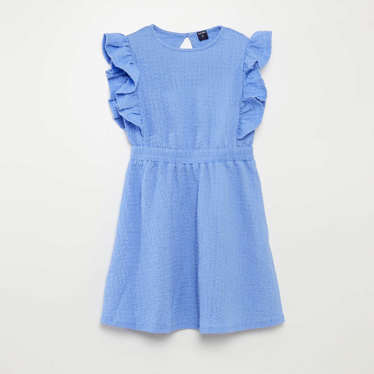 Robe volantée en matière gaufrée BLEU CLAIR