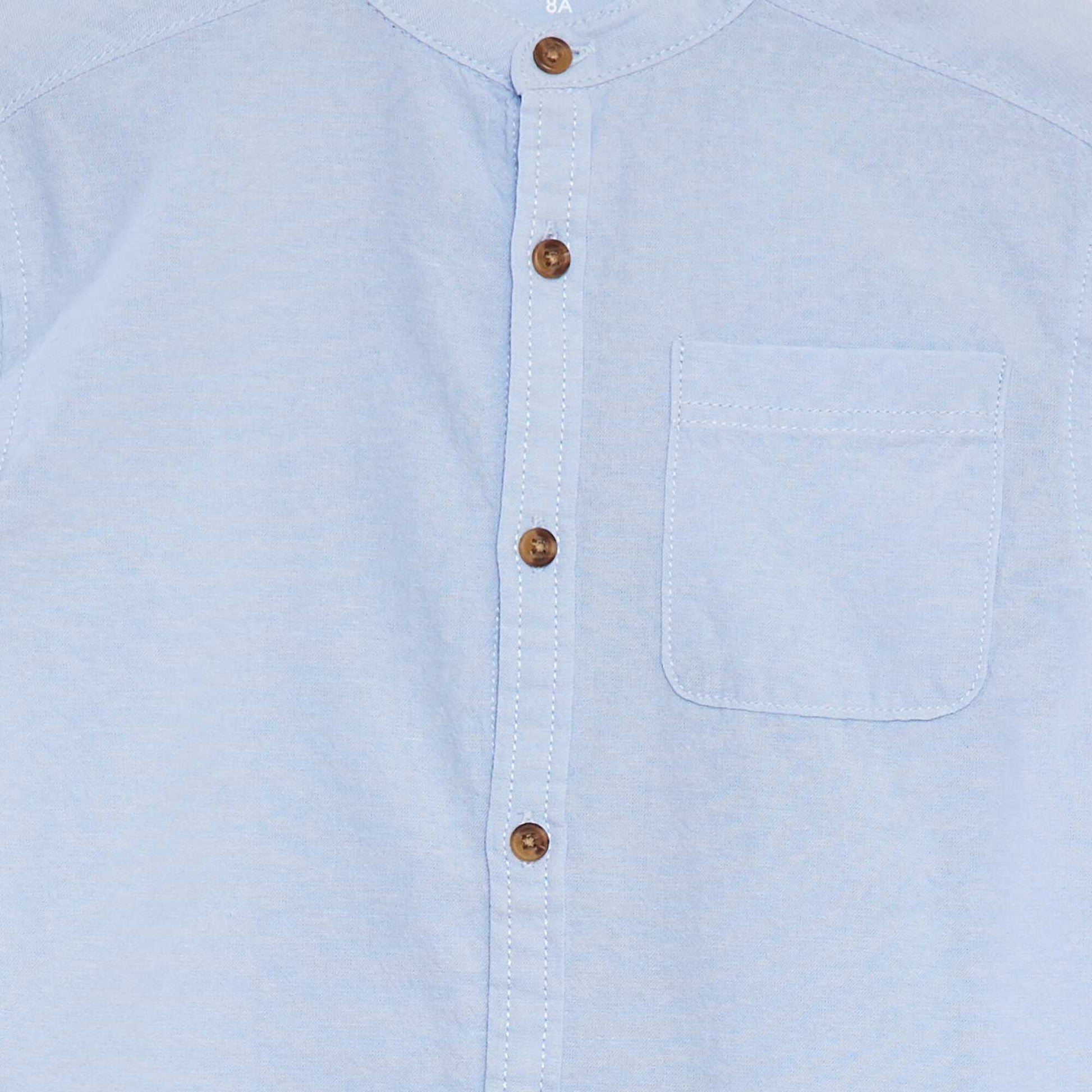 Chemise en chambray à col mao BLEU
