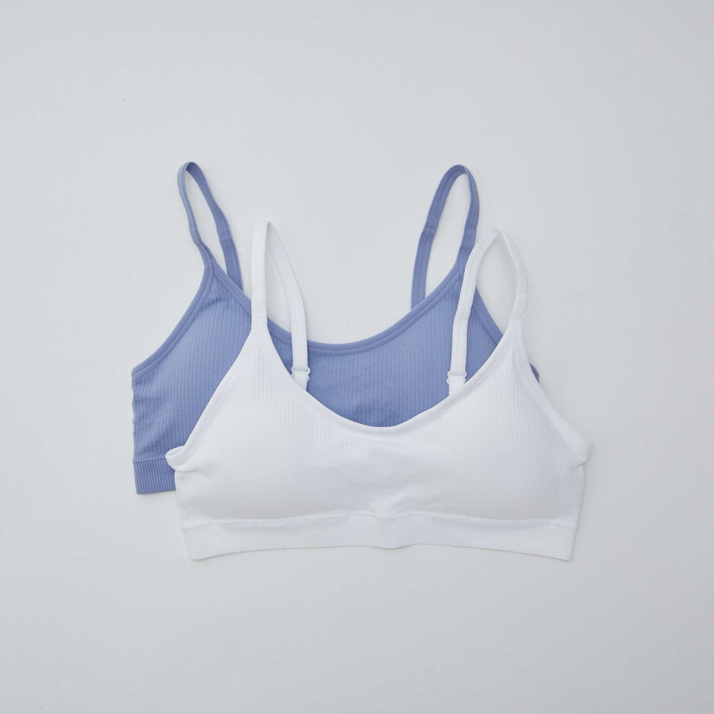 Lot de 2 brassières côtelés VIOLET/BLANC