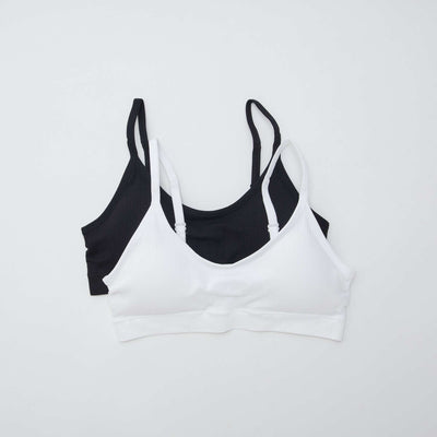 Lot de 2 brassières côtelés BLANC/NOIR