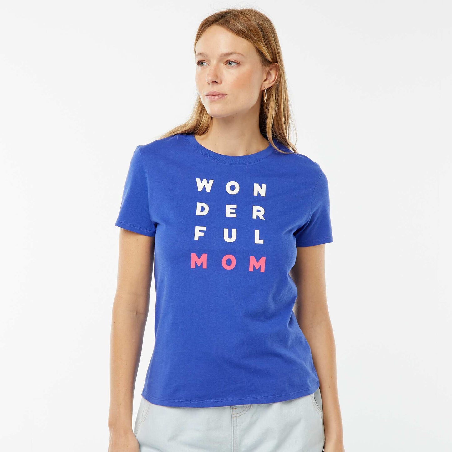 T-shirt imprimé manches courtes 'fête des mères' BLEU