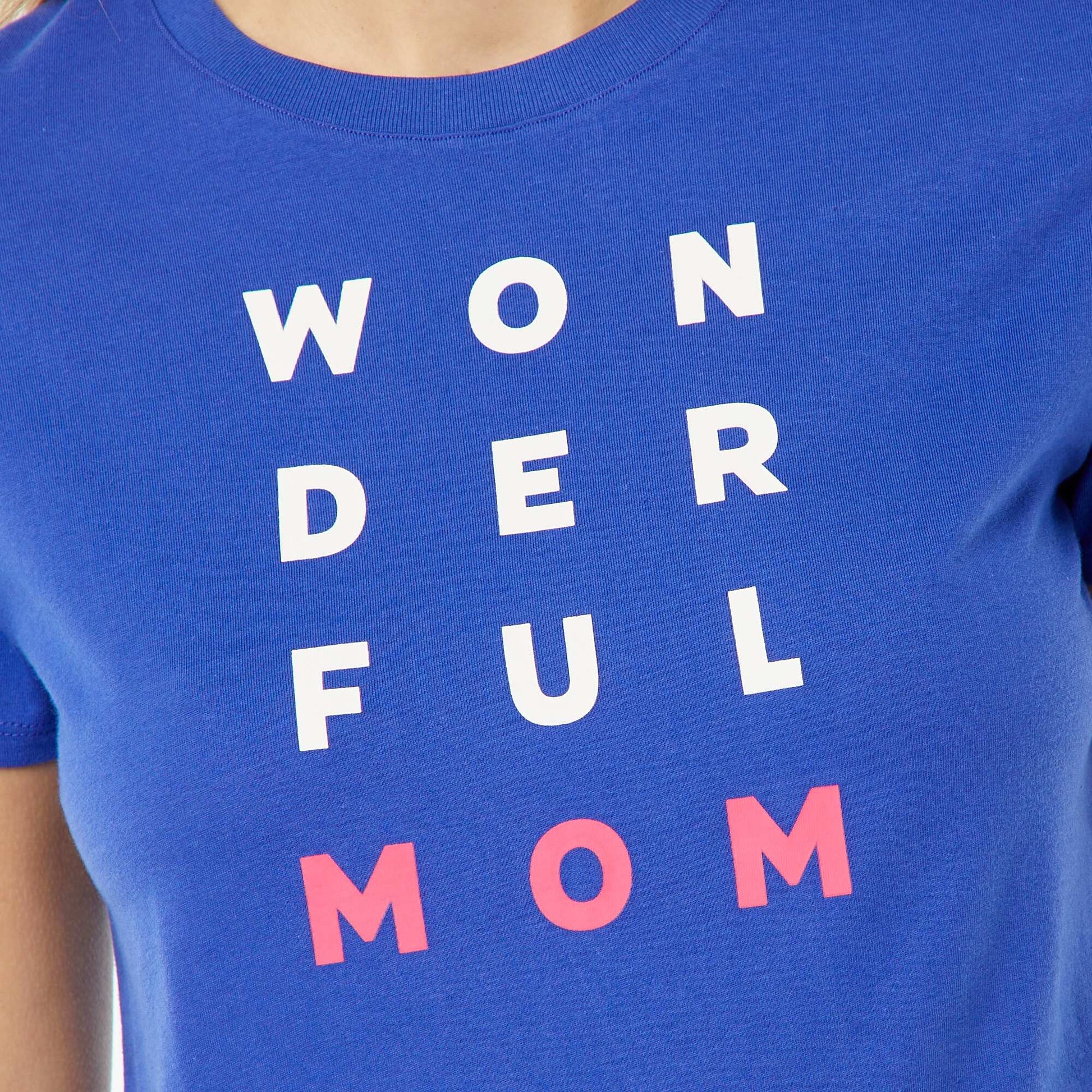 T-shirt imprimé manches courtes 'fête des mères' BLEU