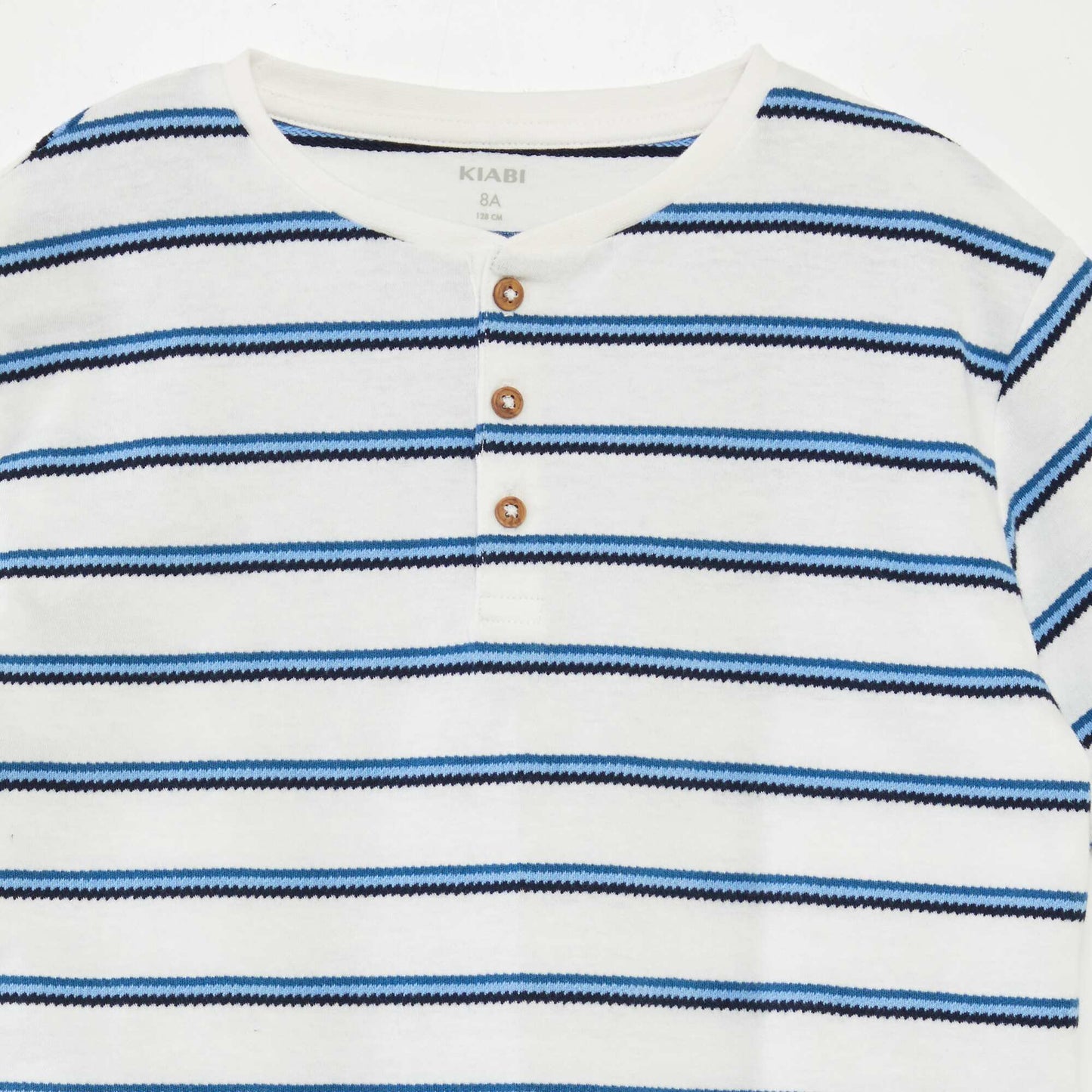 T-shirt rayé avec col tunisien BLEU