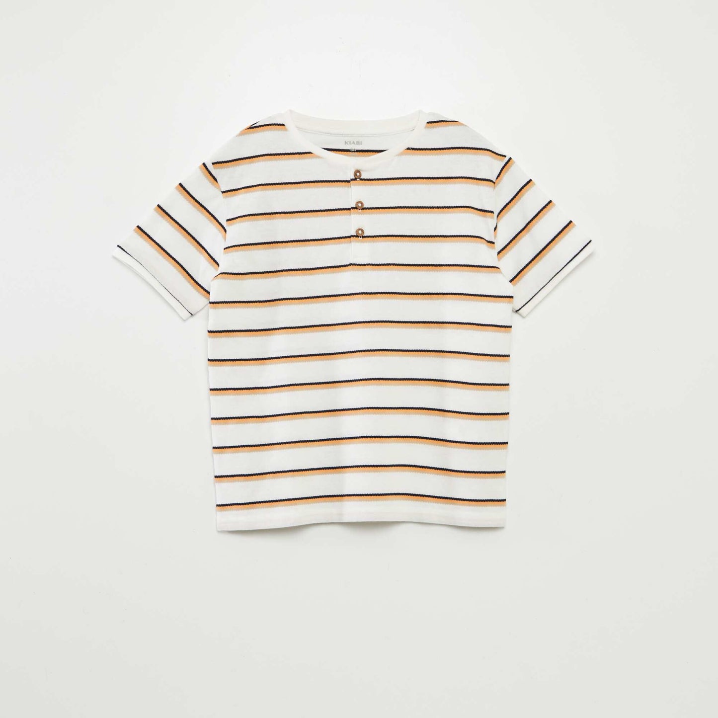 T-shirt rayé avec col tunisien ORANGE