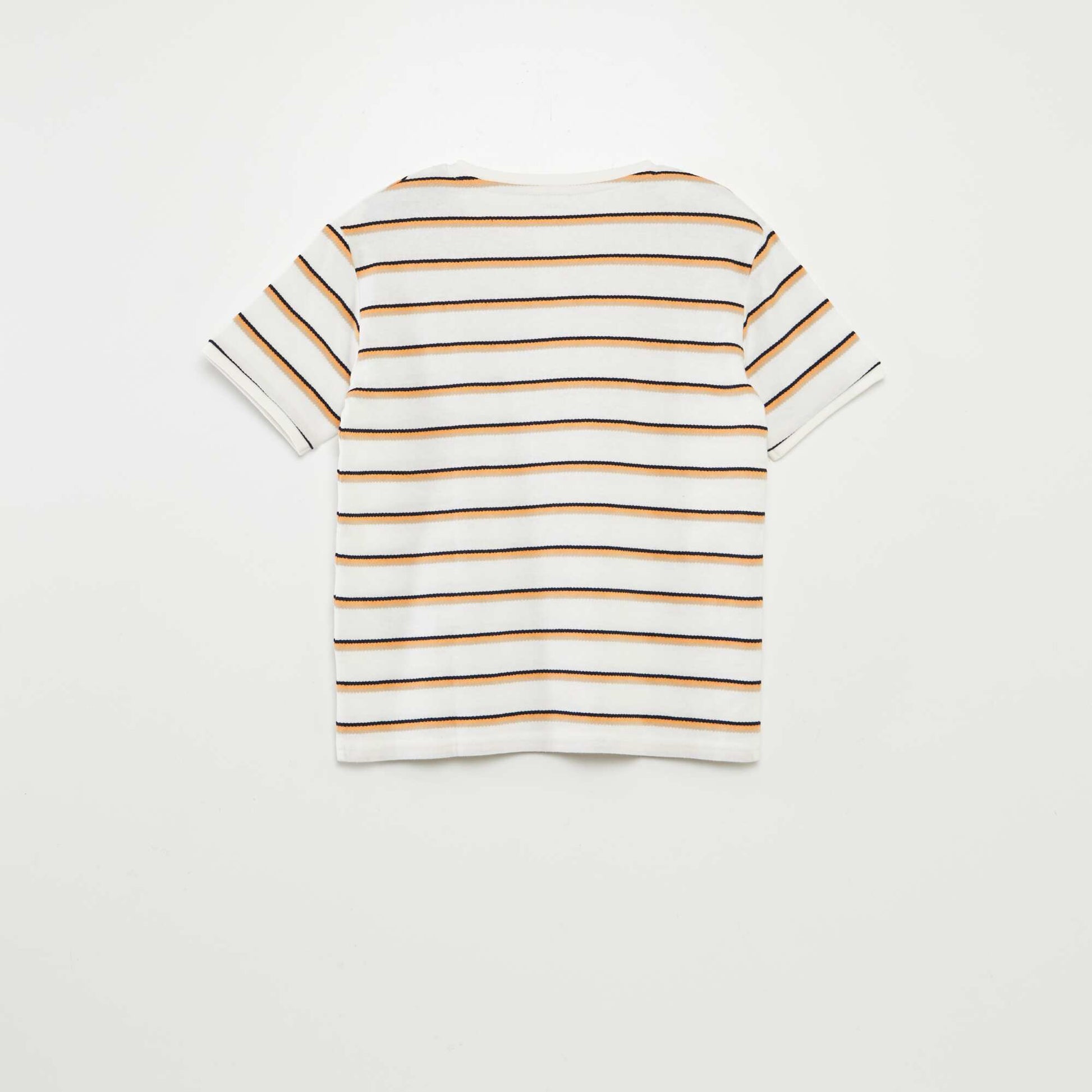 T-shirt rayé avec col tunisien ORANGE