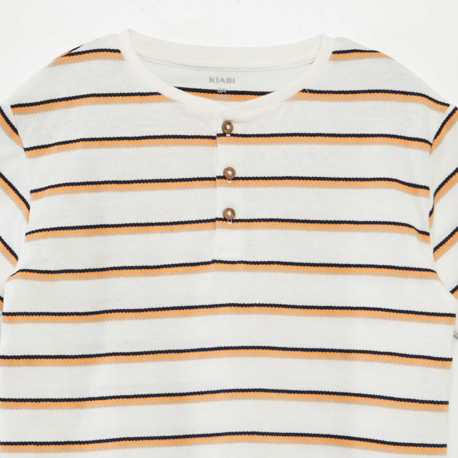 T-shirt rayé avec col tunisien ORANGE