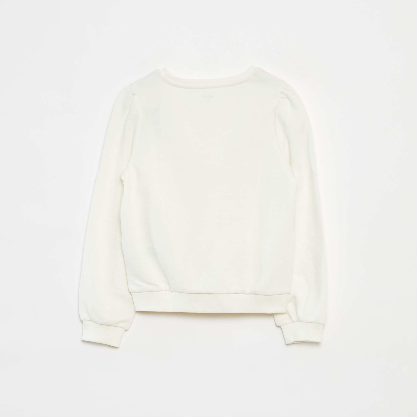 Sweat en molleton uni cœur brodé BLANC