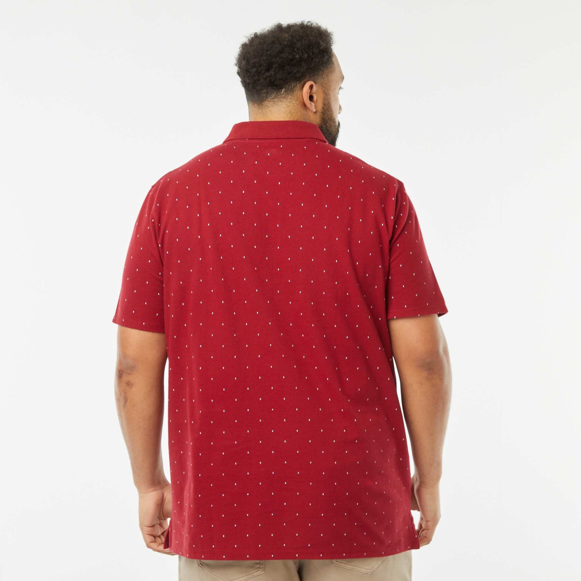Polo à motifs en maille piquée ROUGE