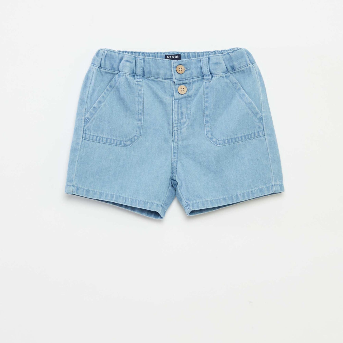 Bermuda en denim avec taille ajustable BLEU