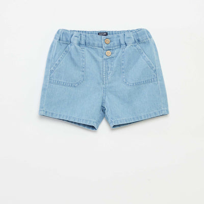 Bermuda en denim avec taille ajustable BLEU
