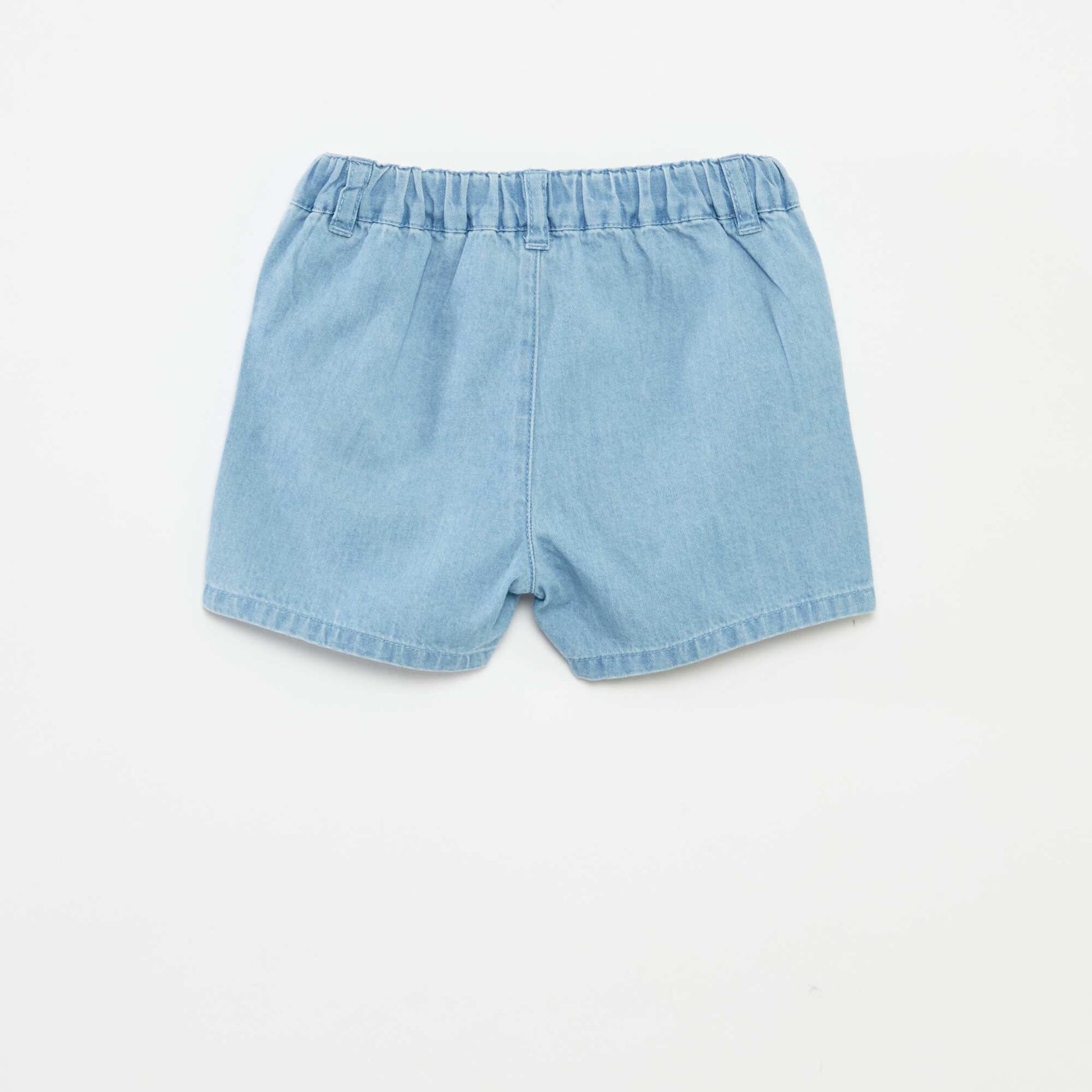 Bermuda en denim avec taille ajustable BLEU