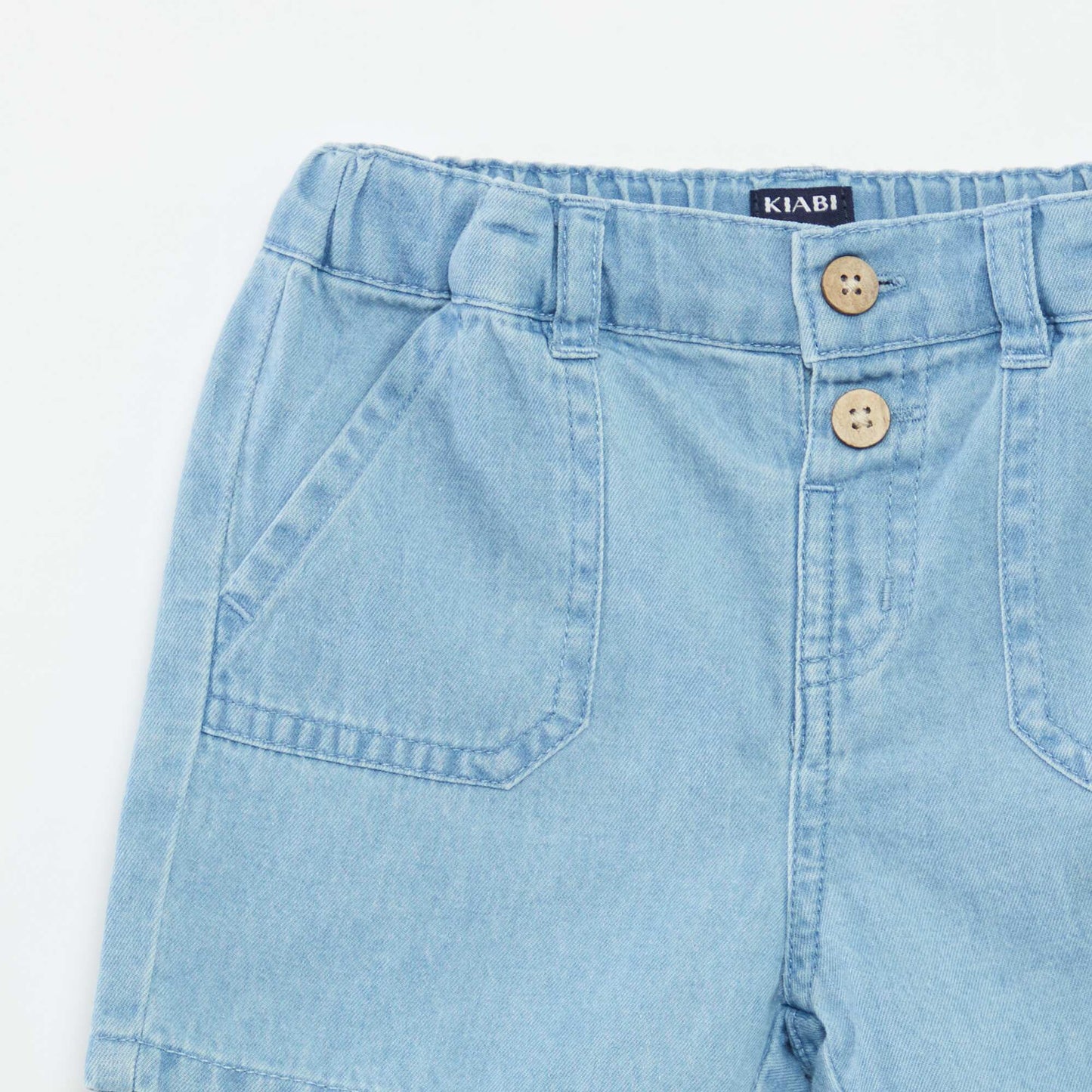 Bermuda en denim avec taille ajustable BLEU