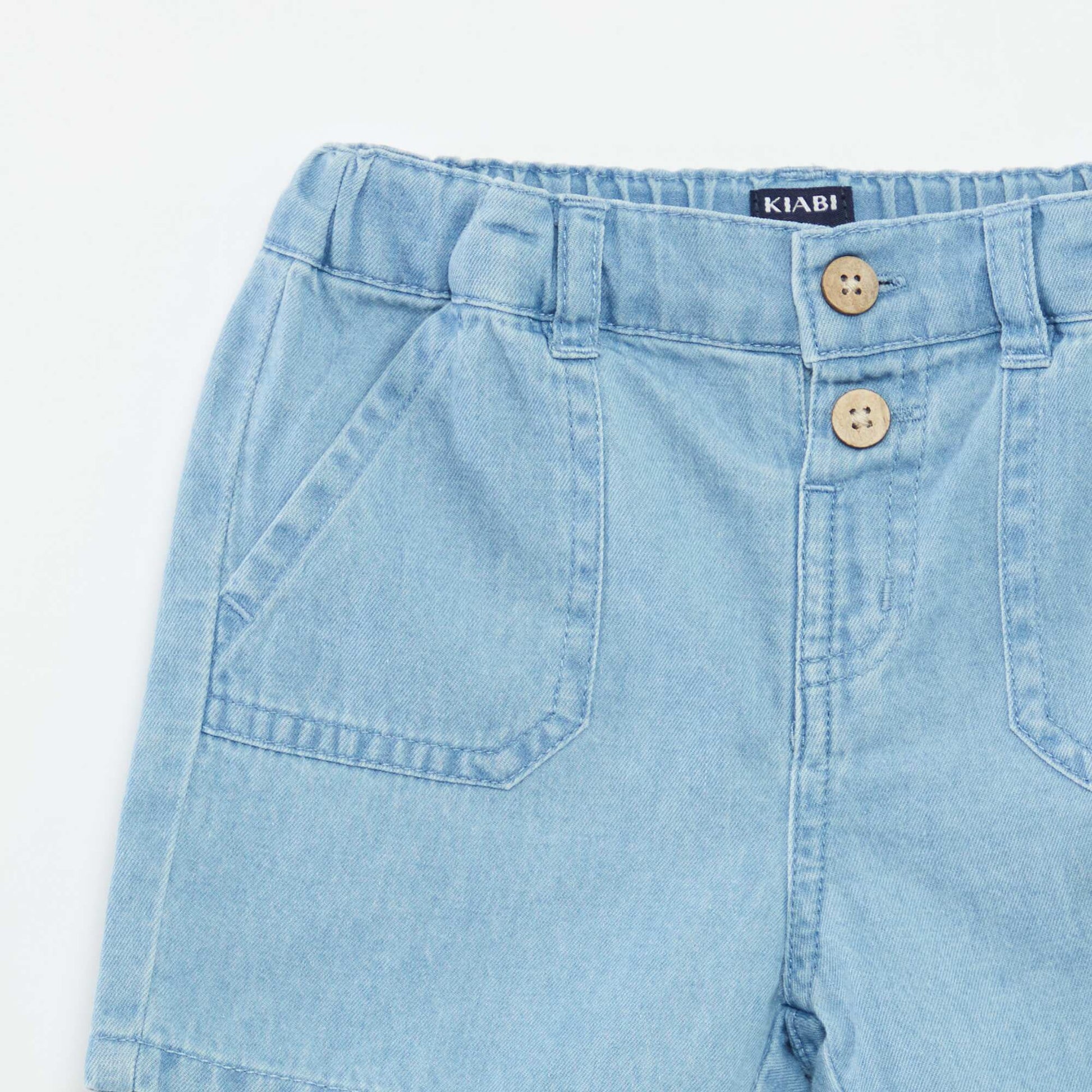 Bermuda en denim avec taille ajustable BLEU