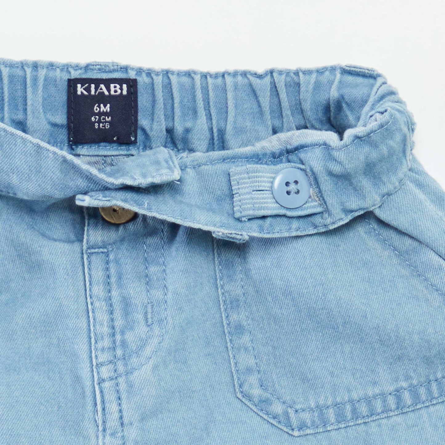 Bermuda en denim avec taille ajustable BLEU