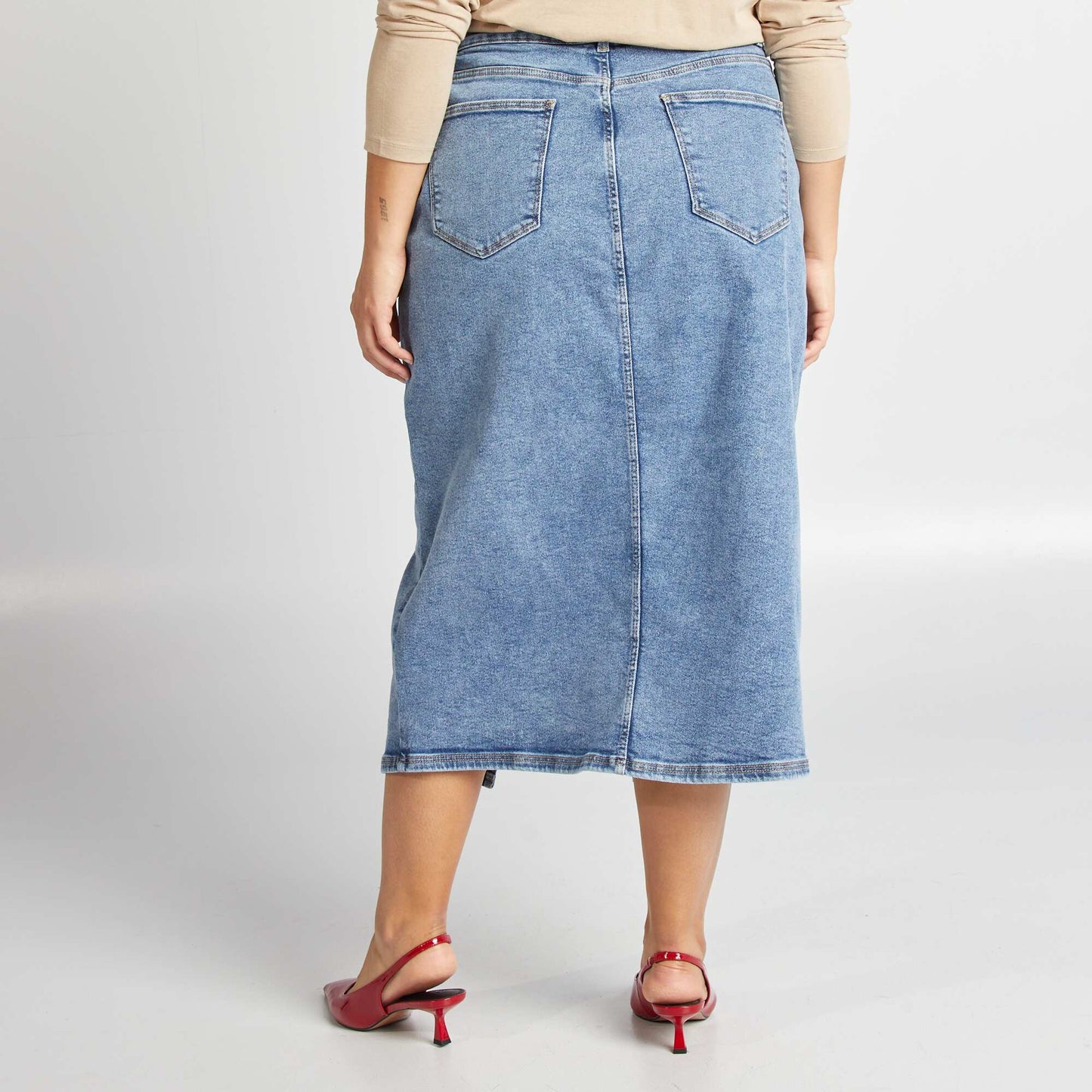 Jupe en jean midi BLEU