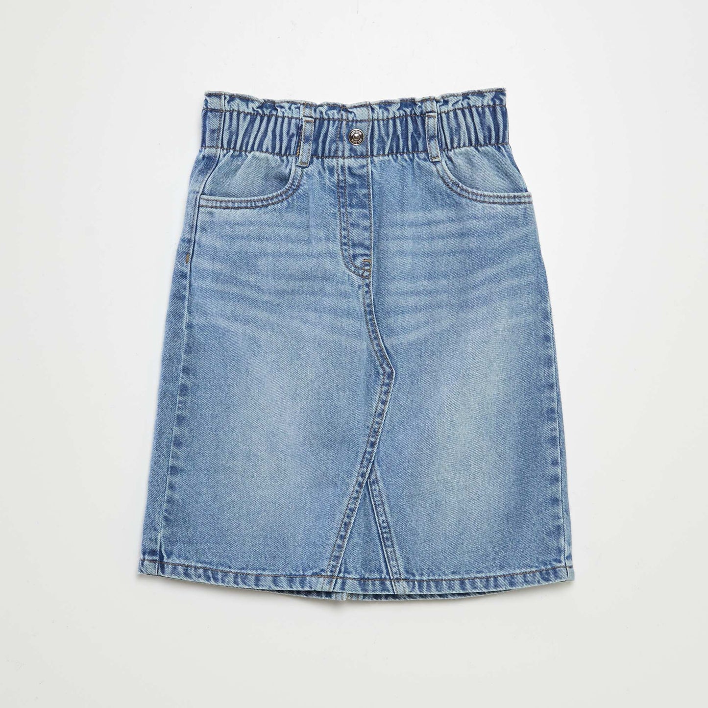 Jupe midi droite en jean BLEU