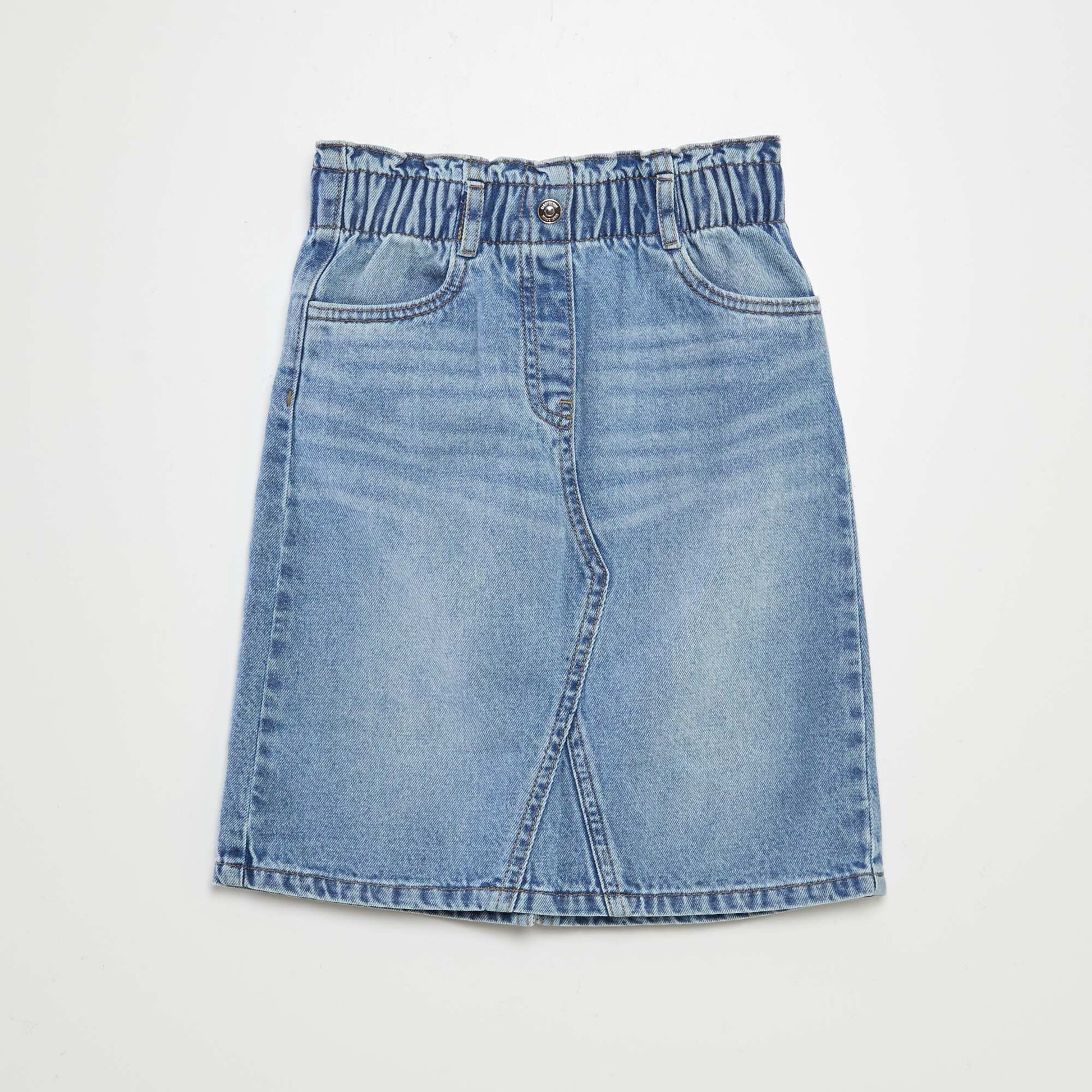 Jupe midi droite en jean BLEU
