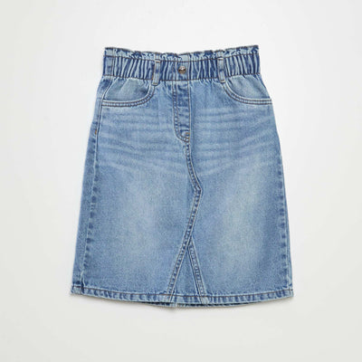 Jupe midi droite en jean BLEU