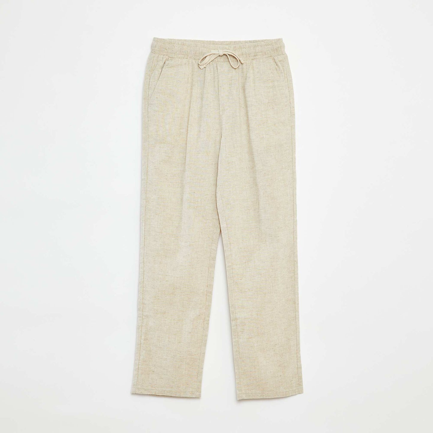 Pantalon regular en lin BLANC