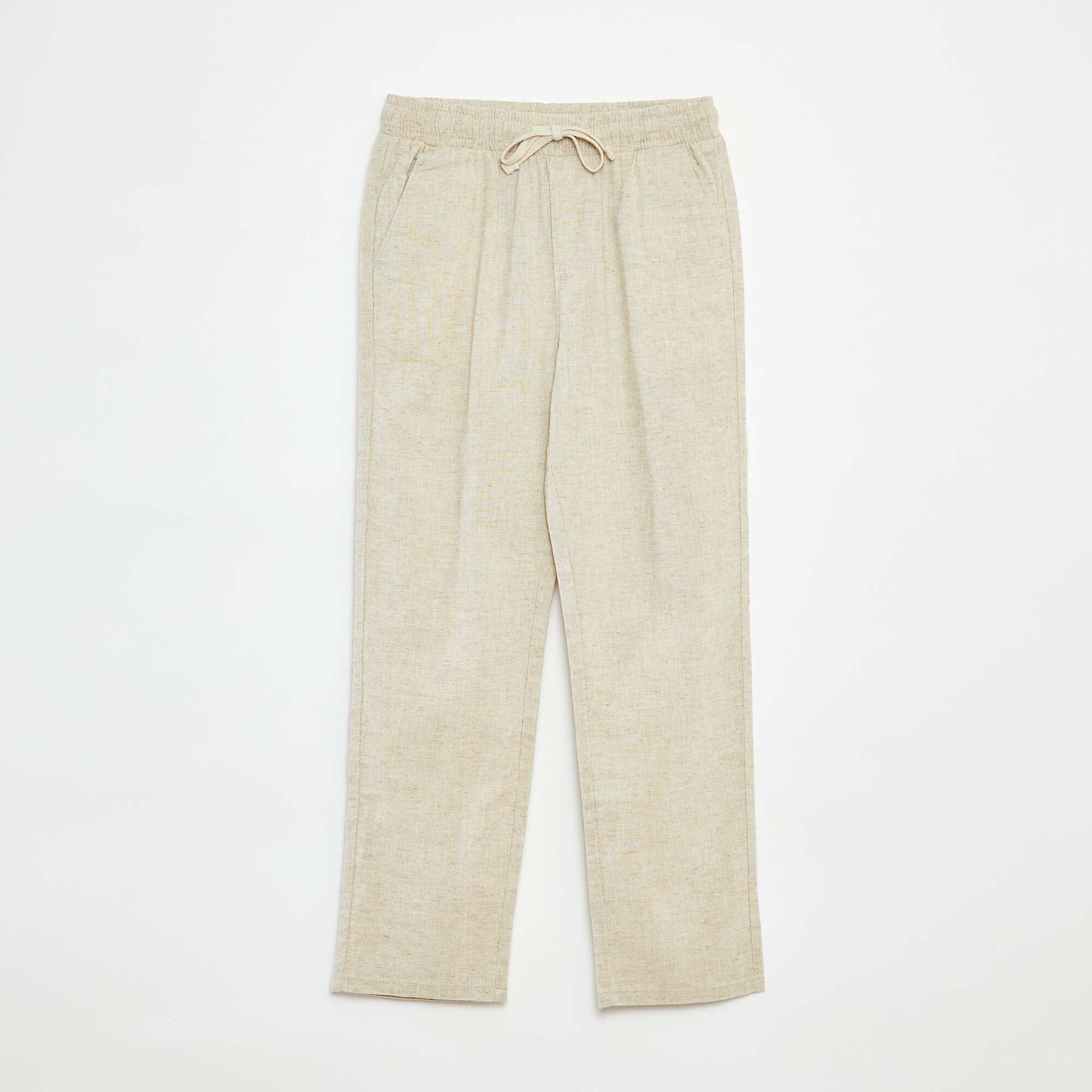 Pantalon regular en lin BLANC
