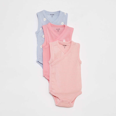 Lot de 3 body avec ouvertures pressionnées - 3 pièces ROSE
