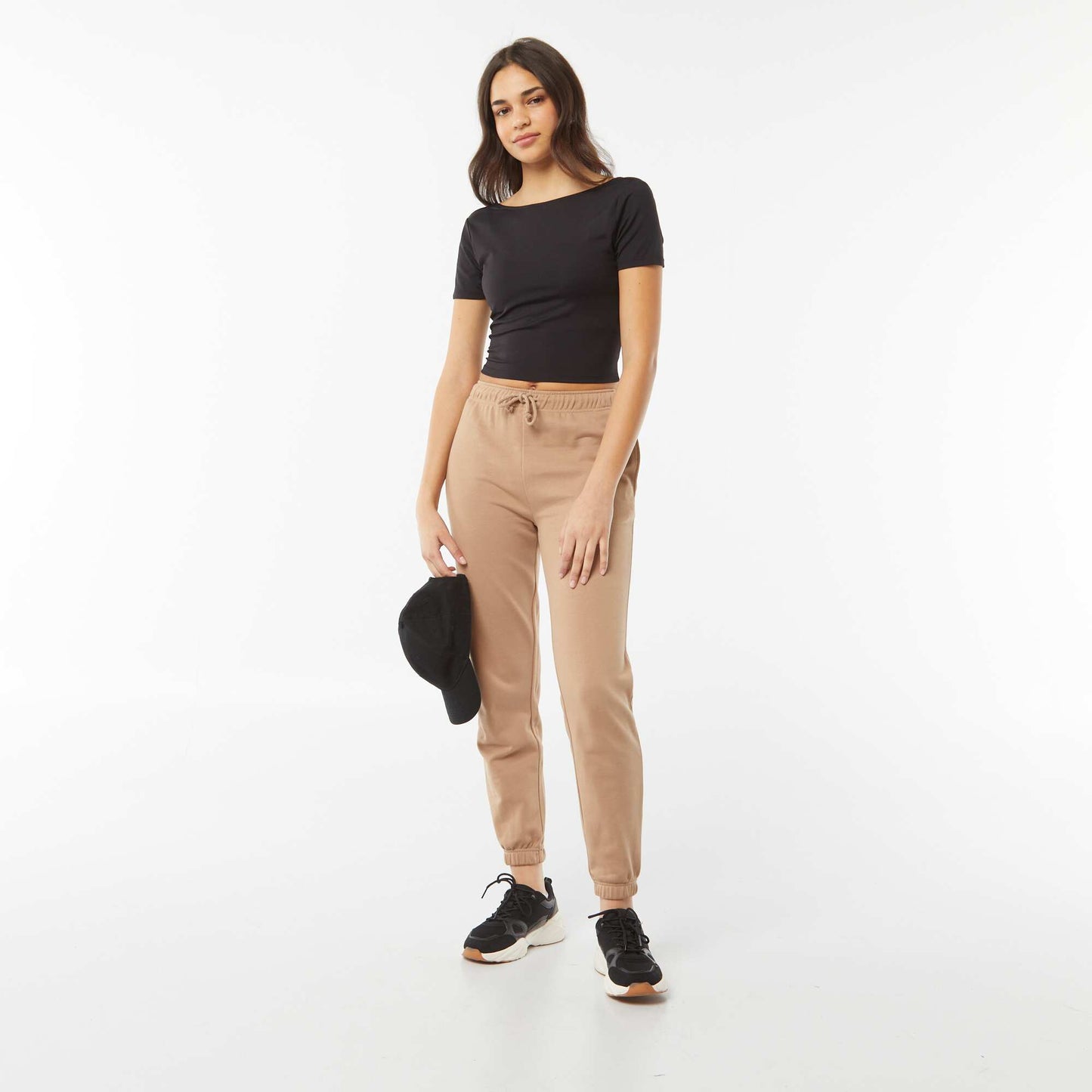 T-shirt cropped en maille stretch et avec dos nu NOIR