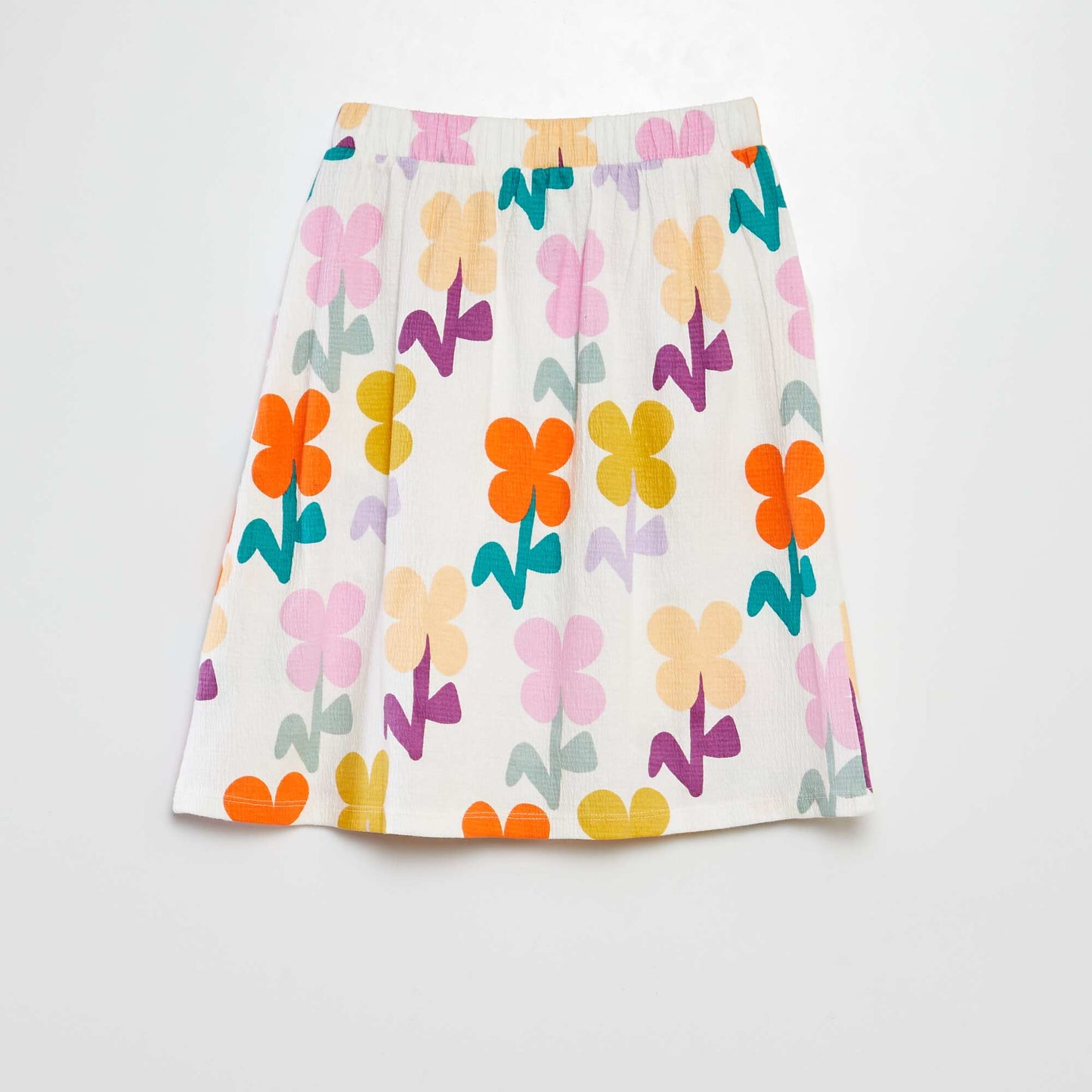 Jupe à motif en maille crêpée  - Grafik Edition BLANC/ROSE